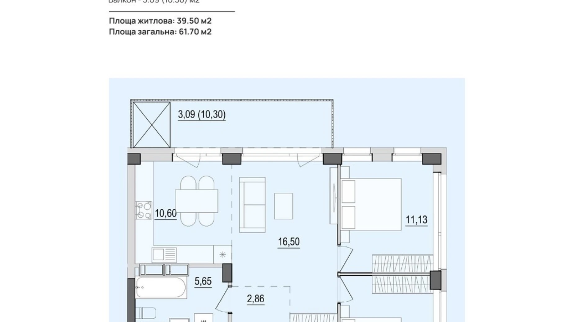 Продається 3-кімнатна квартира 61.56 кв. м у Вінниці, вул. Келецька, 121 - фото 2