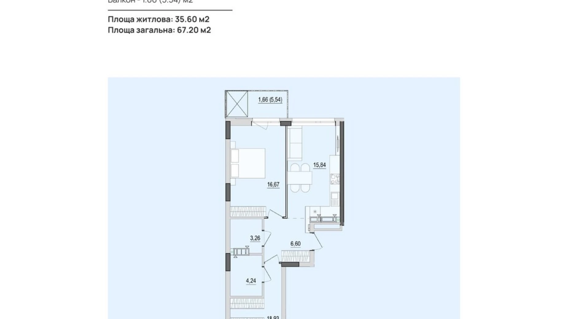 Продается 2-комнатная квартира 67.2 кв. м в Виннице, ул. Келецкая, 121 - фото 2