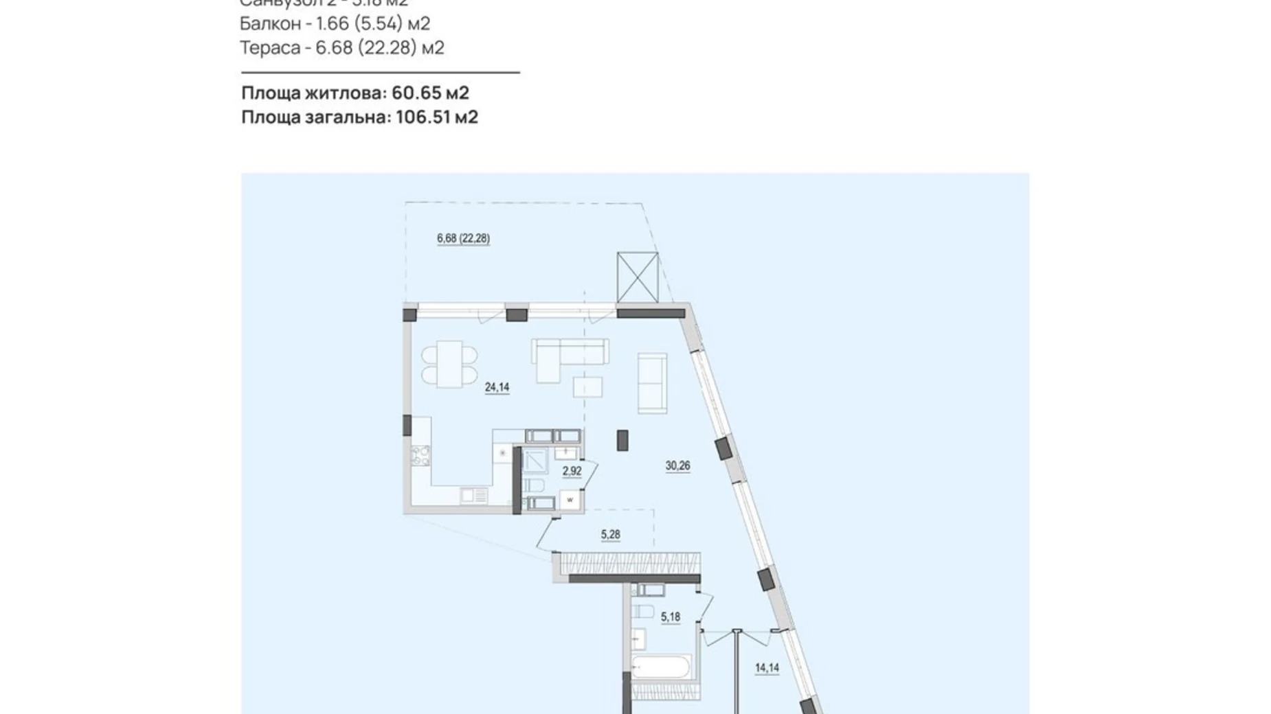 Продается 3-комнатная квартира 106.51 кв. м в Виннице, ул. Келецкая, 121 - фото 2