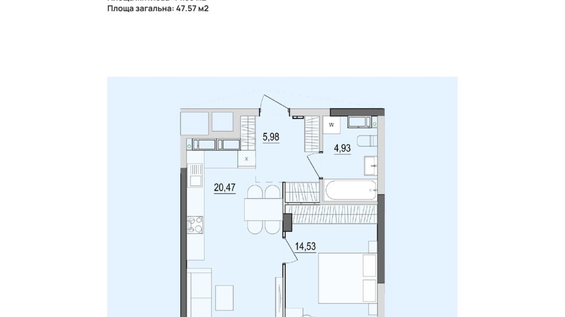 Продається 1-кімнатна квартира 47.57 кв. м у Вінниці, вул. Келецька, 121 - фото 2