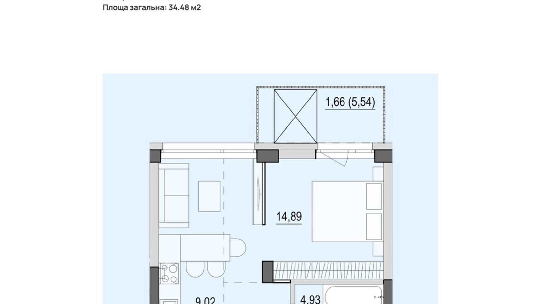Продается 1-комнатная квартира 34.48 кв. м в Виннице, ул. Келецкая, 121 - фото 5