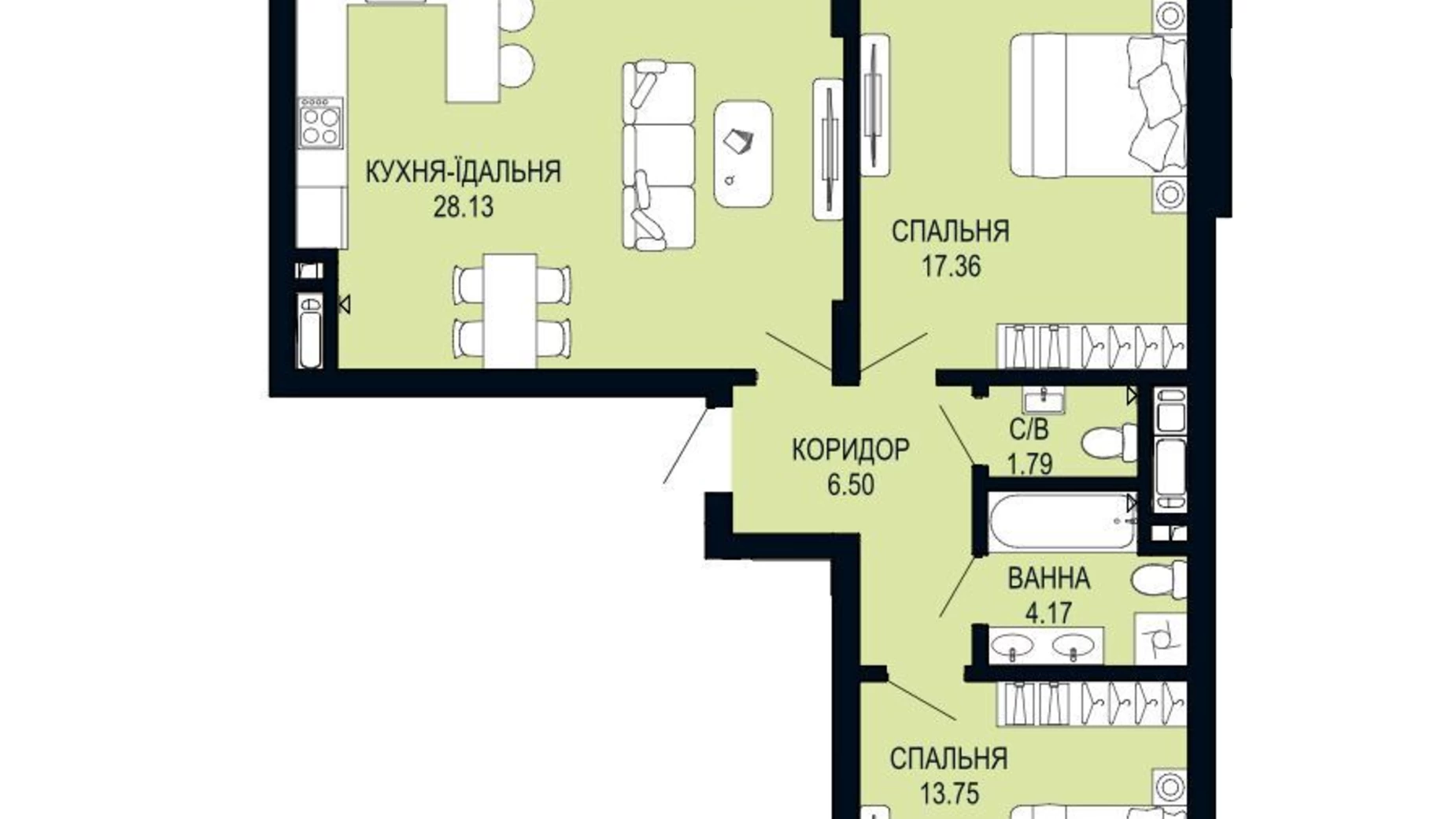 Продается 2-комнатная квартира 77.81 кв. м в Львове, ул. Щурата - фото 3
