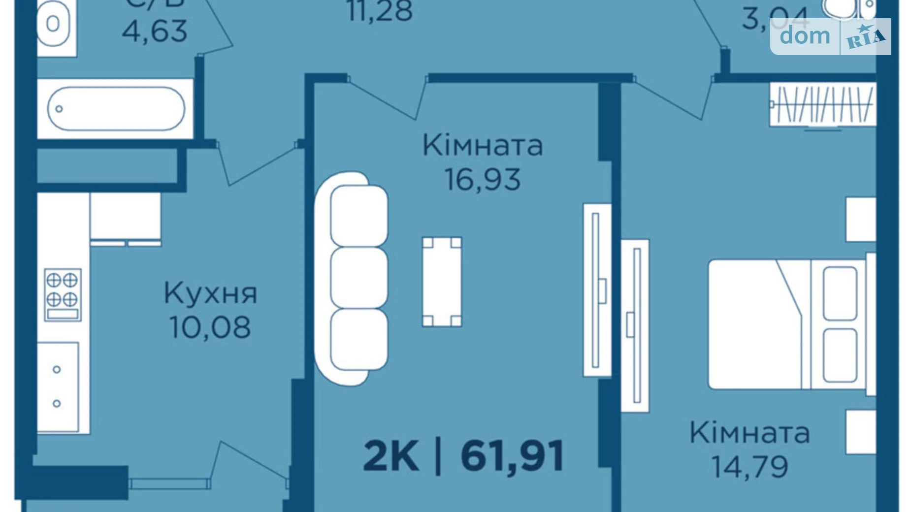 Продається 2-кімнатна квартира 61.91 кв. м у Крихівцях, вул. Фізкультурна, 27 - фото 2