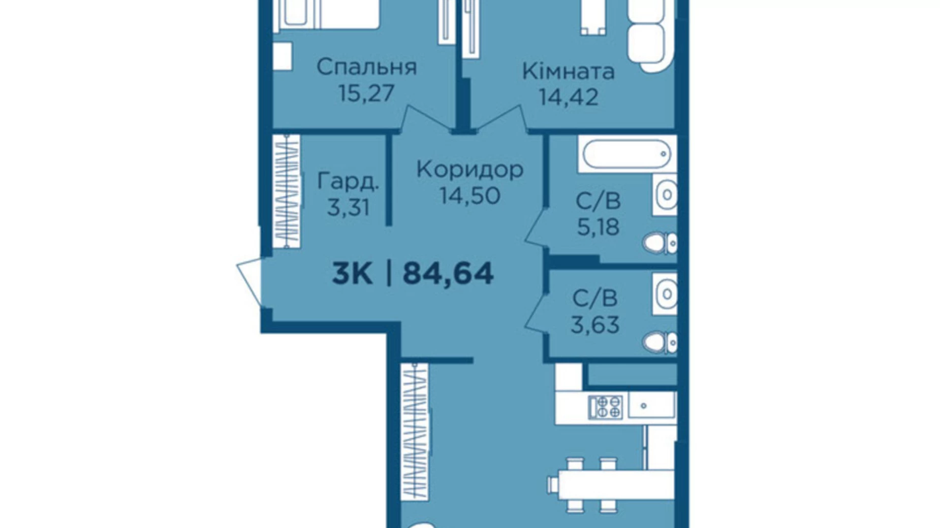 Продается 3-комнатная квартира 84.64 кв. м в Криховцах, ул. Физкультурная, 27 - фото 5