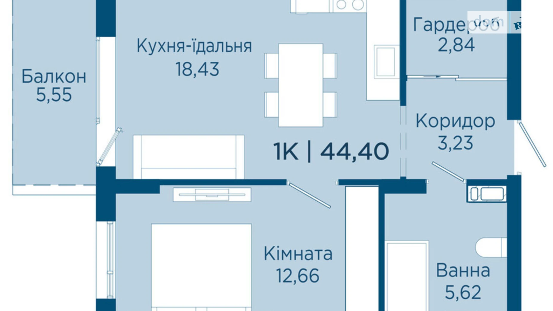 Продается 1-комнатная квартира 44.4 кв. м в Криховцах, ул. Физкультурная, 27 - фото 2