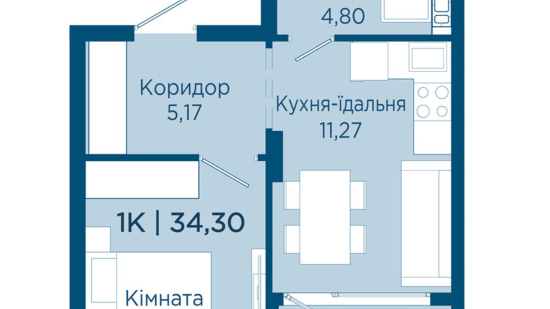 Продается 1-комнатная квартира 34.3 кв. м в Криховцах, ул. Физкультурная, 27 - фото 5