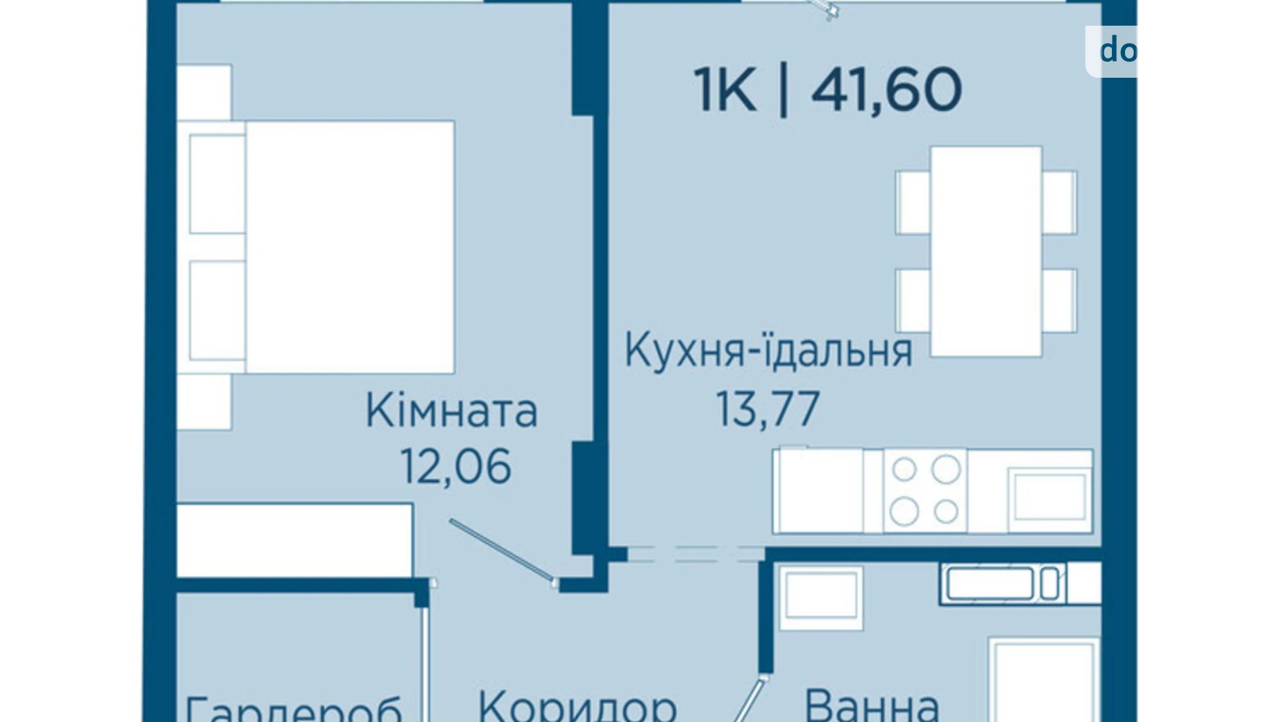 Продается 1-комнатная квартира 41.6 кв. м в Криховцах, ул. Физкультурная, 27 - фото 2