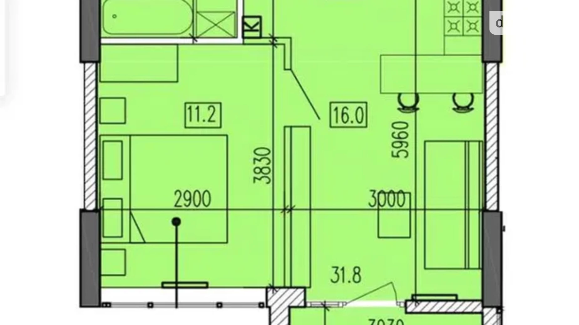 Продається 1-кімнатна квартира 39.4 кв. м у Дніпрі, вул. Мандриківська, 298 - фото 2