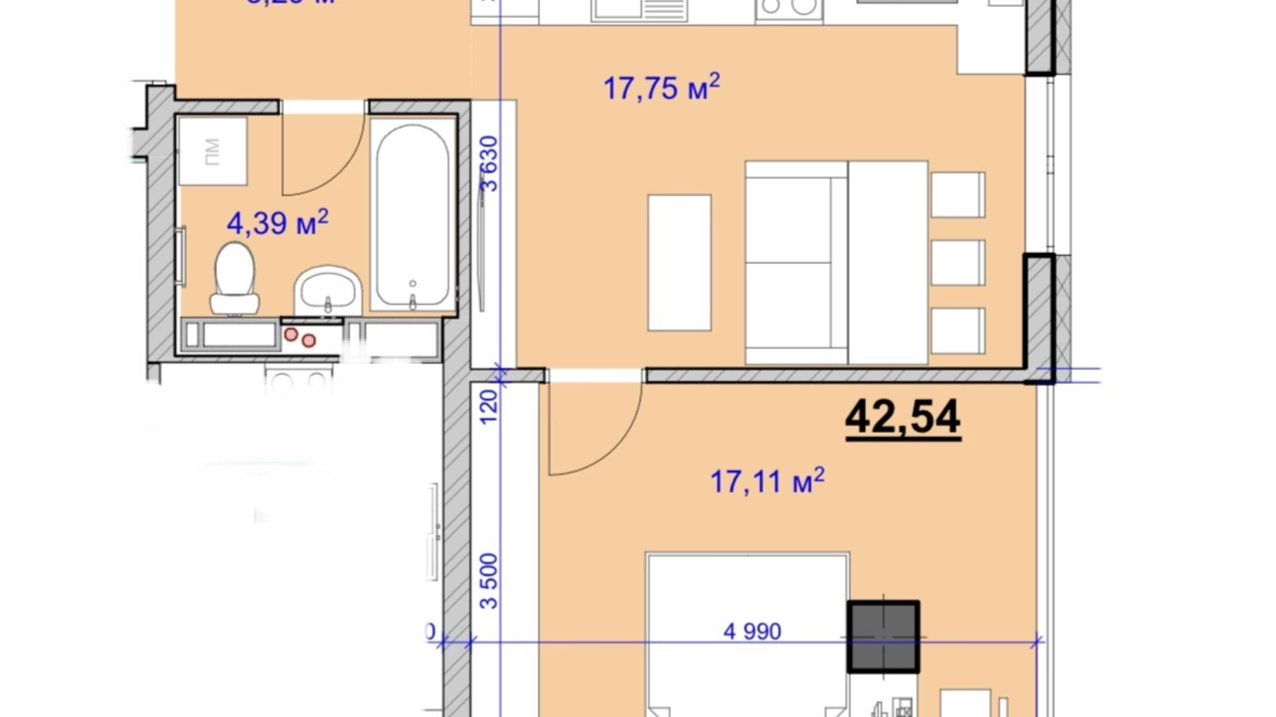 Продается 1-комнатная квартира 42 кв. м в Ивано-Франковске, ул. Целевича Юлиана, 36А - фото 2