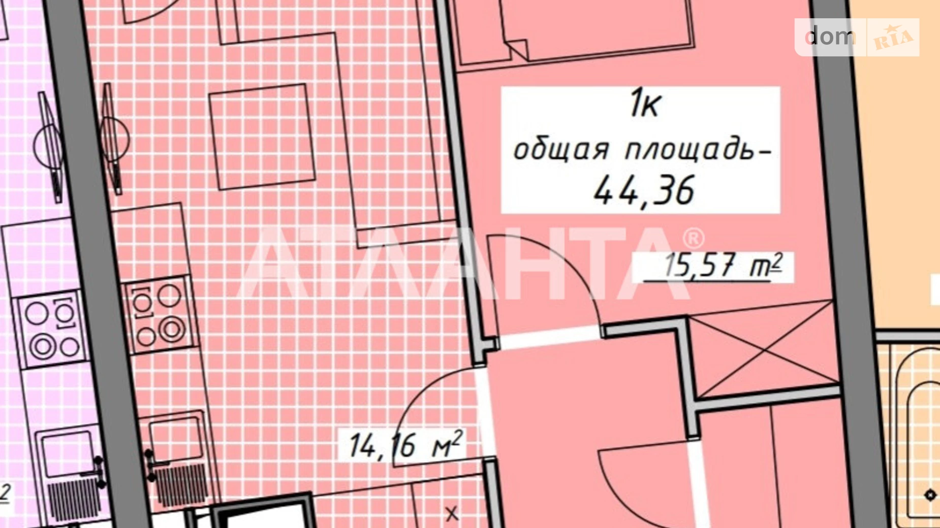 Продается 1-комнатная квартира 44.36 кв. м в Одессе, пер. Курортный - фото 3