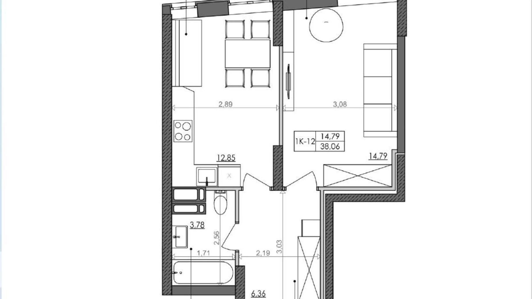 Продается 1-комнатная квартира 38.1 кв. м в Киеве, Столичное шоссе, 1 - фото 2