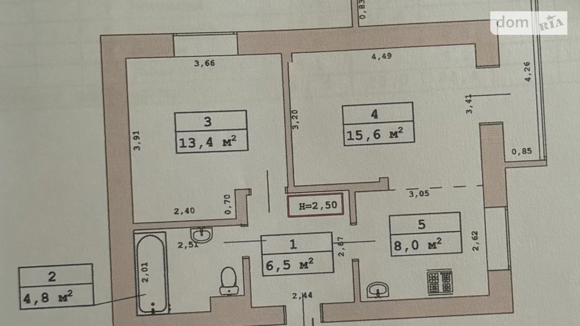 Продается 2-комнатная квартира 51 кв. м в Виннице, просп. Космонавтов, 79 - фото 2