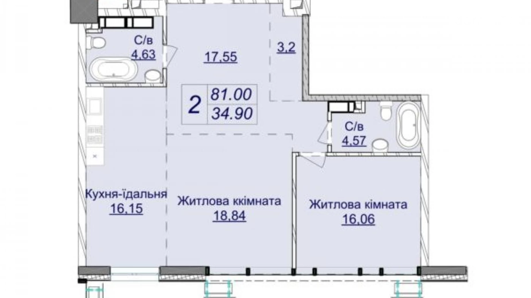 Продается 2-комнатная квартира 81 кв. м в Киеве, ул. Андрея Верхогляда(Драгомирова), 7 - фото 4