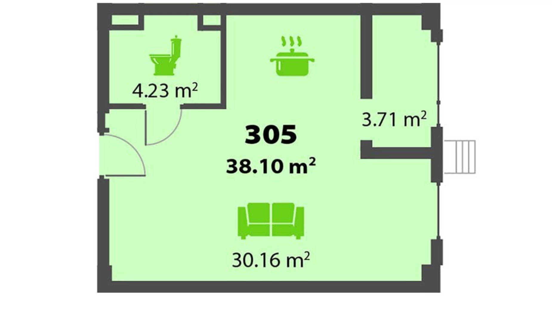 Продается 1-комнатная квартира 37.9 кв. м в Днепре, цена: 42000 $ - фото 3