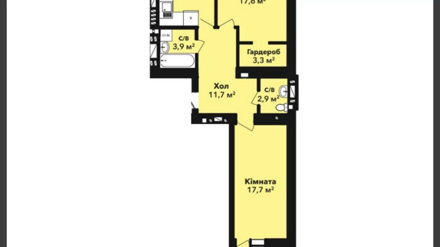 Продается 2-комнатная квартира 78 кв. м в Хмельницком, ул. Довженко, 4 корпус 1 - фото 2