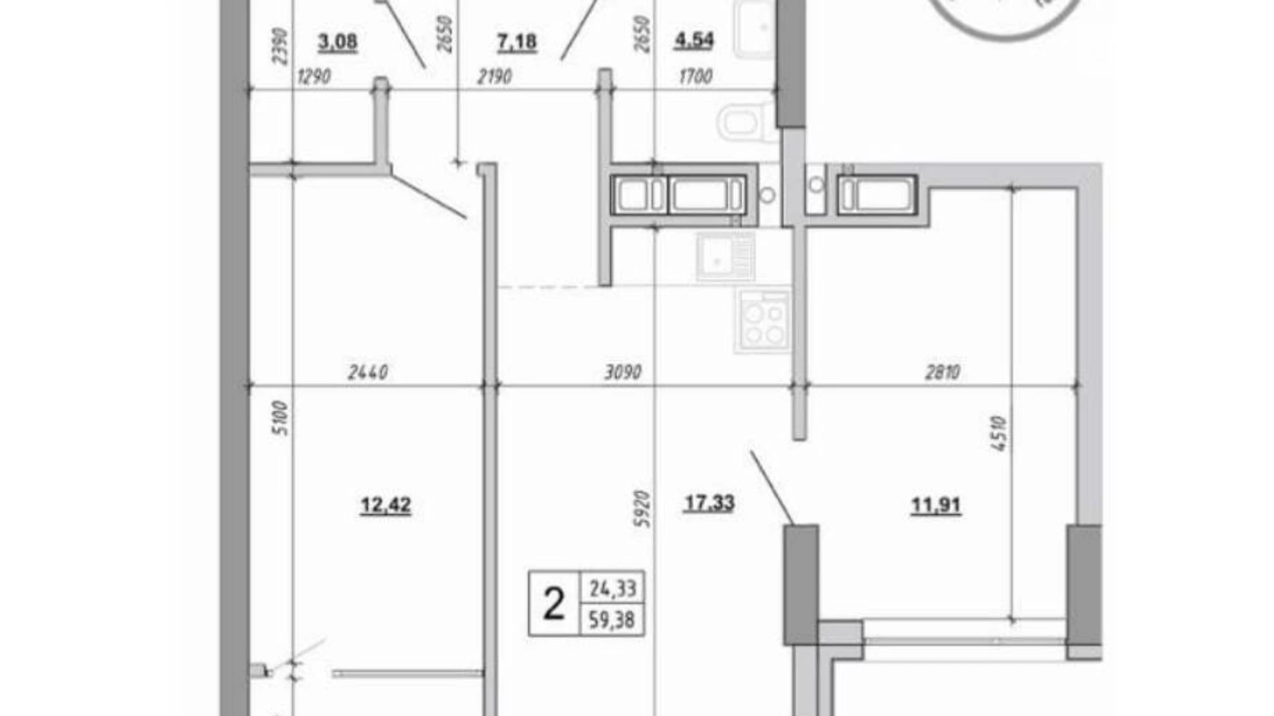 Продається 2-кімнатна квартира 59.4 кв. м у Львові - фото 2