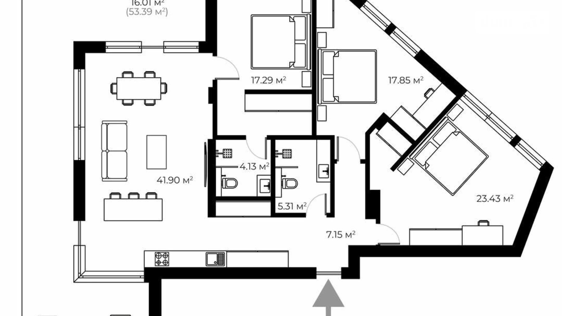 Продається 3-кімнатна квартира 133 кв. м у Ужгороді, вул. Мальовнича, 8 - фото 2