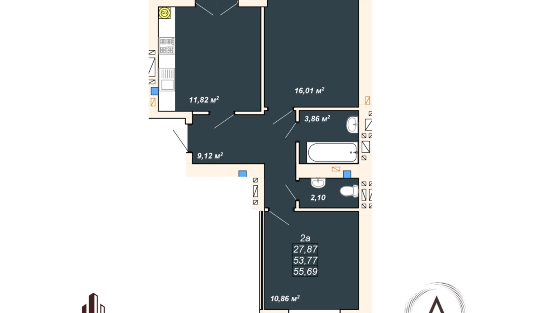 Продается 2-комнатная квартира 55.6 кв. м в Ивано-Франковске, ул. Ленкавского, 22 - фото 2