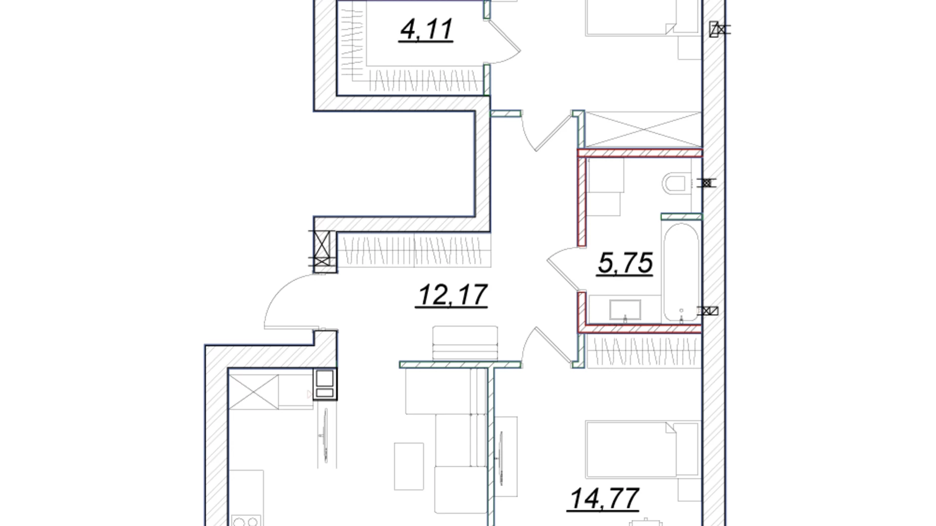 Продається 2-кімнатна квартира 86.8 кв. м у Зазим'ї, вул. Київська, 10К - фото 2