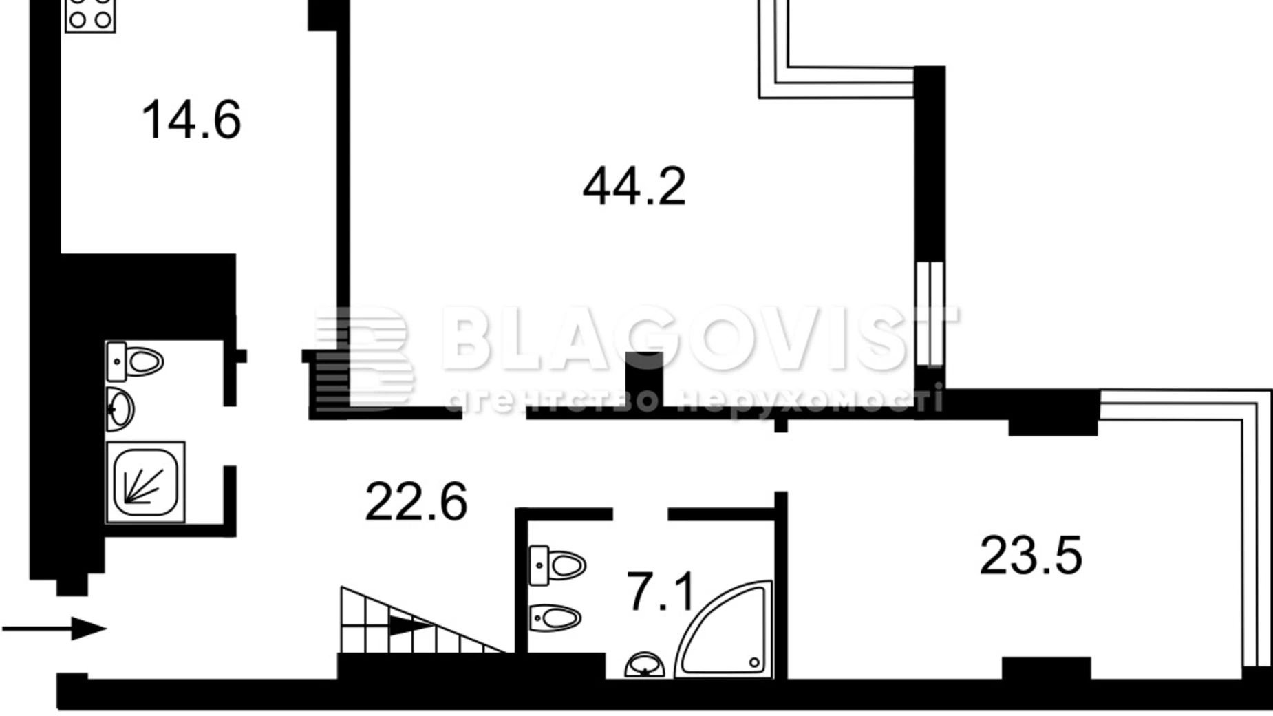 Продается 3-комнатная квартира 190 кв. м в Киеве, наб. Днепровская, 1А - фото 2