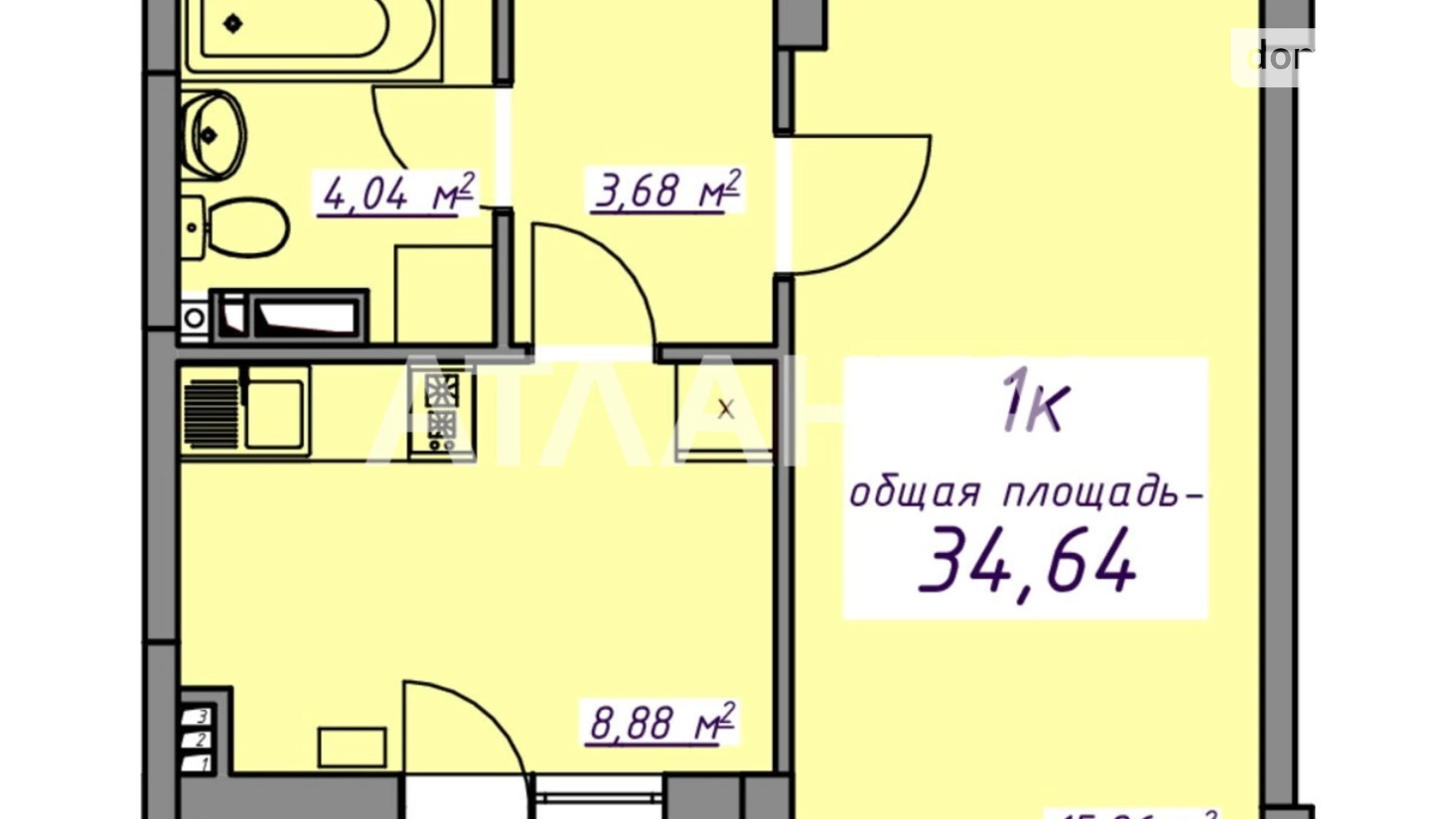 Продається 1-кімнатна квартира 34 кв. м у Авангарді, вул. Торгова - фото 5