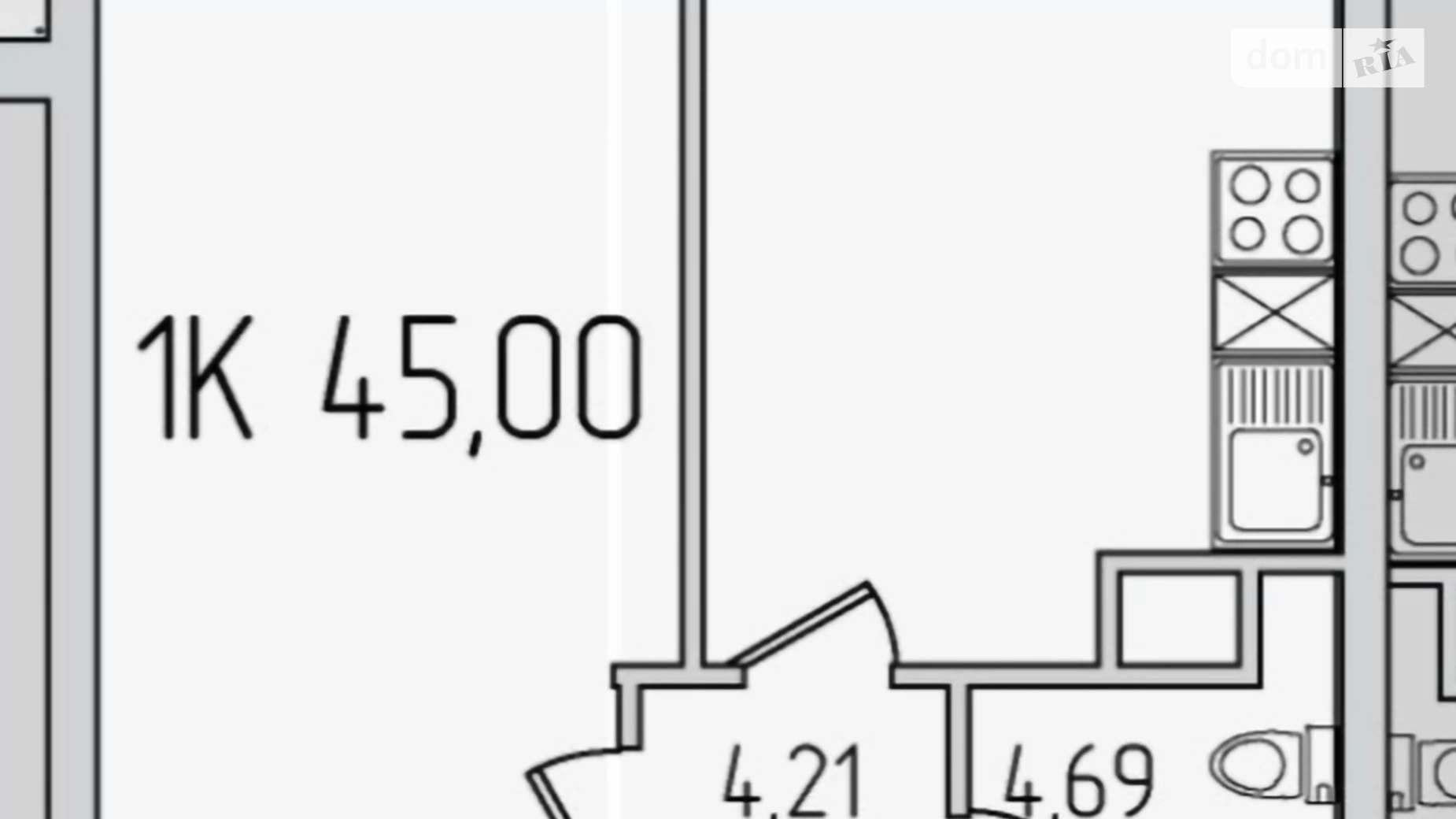 Продается 1-комнатная квартира 45 кв. м в Крыжановка, ул. Академика Сахарова, 3Е - фото 2