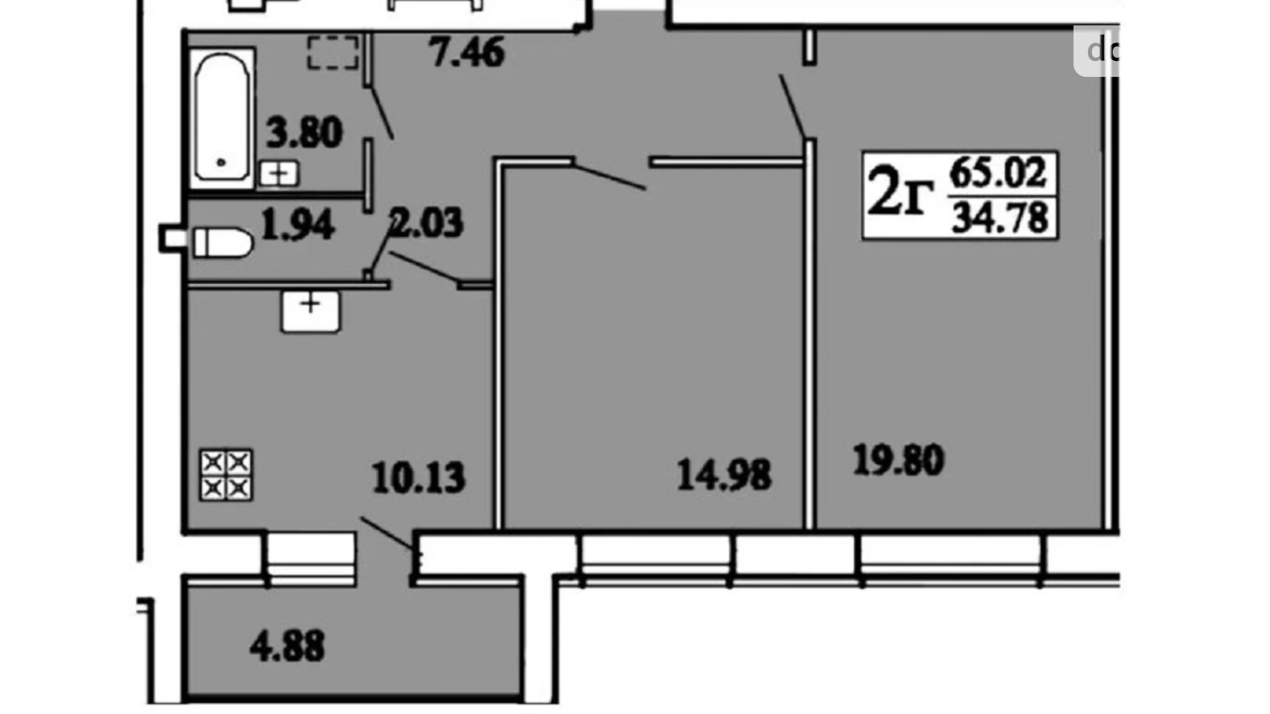 Продается 2-комнатная квартира 66.3 кв. м в Хмельницком, цена: 80000 $ - фото 2