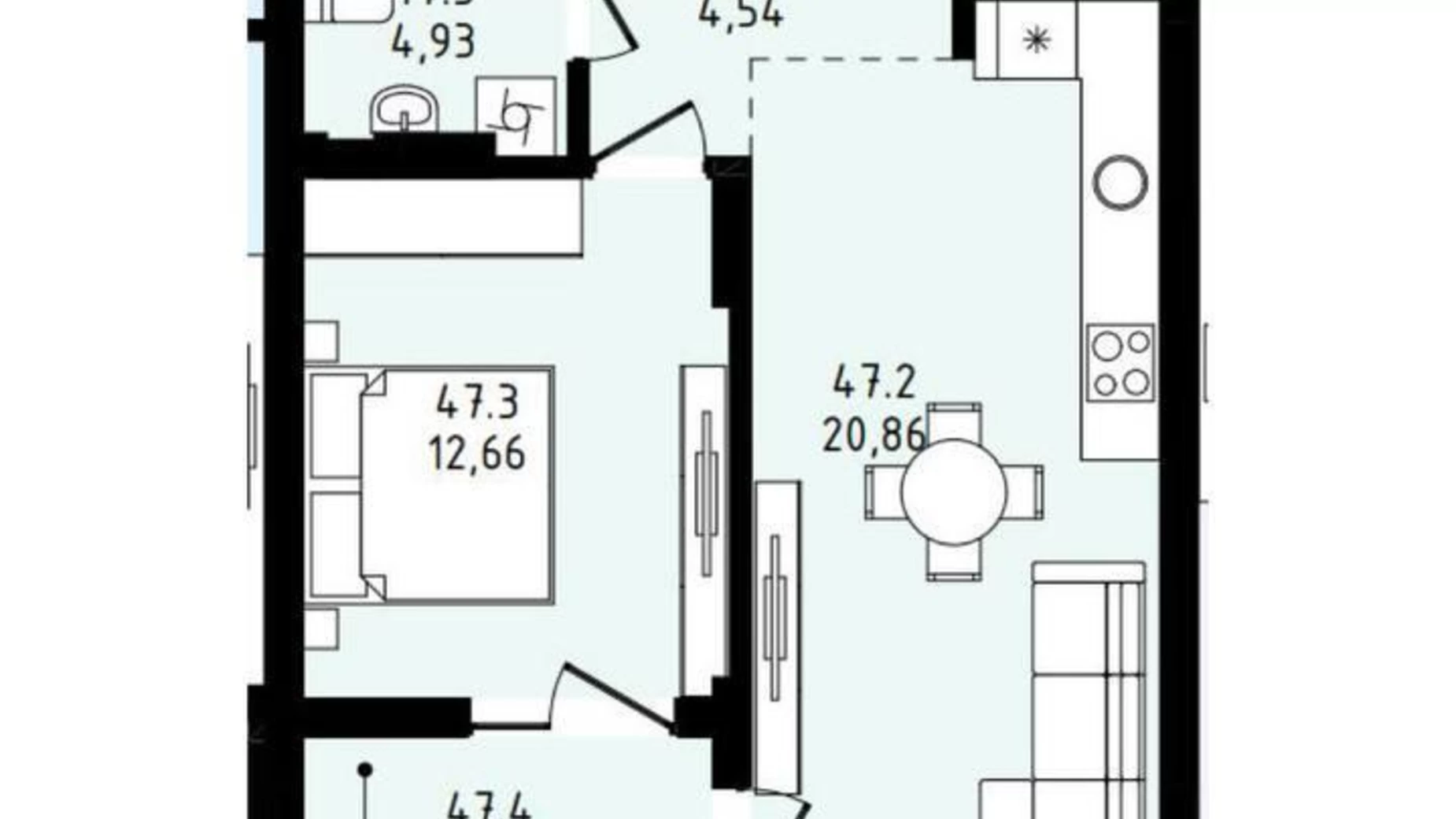 Продається 1-кімнатна квартира 47.4 кв. м у, цена: 37000 $ - фото 2