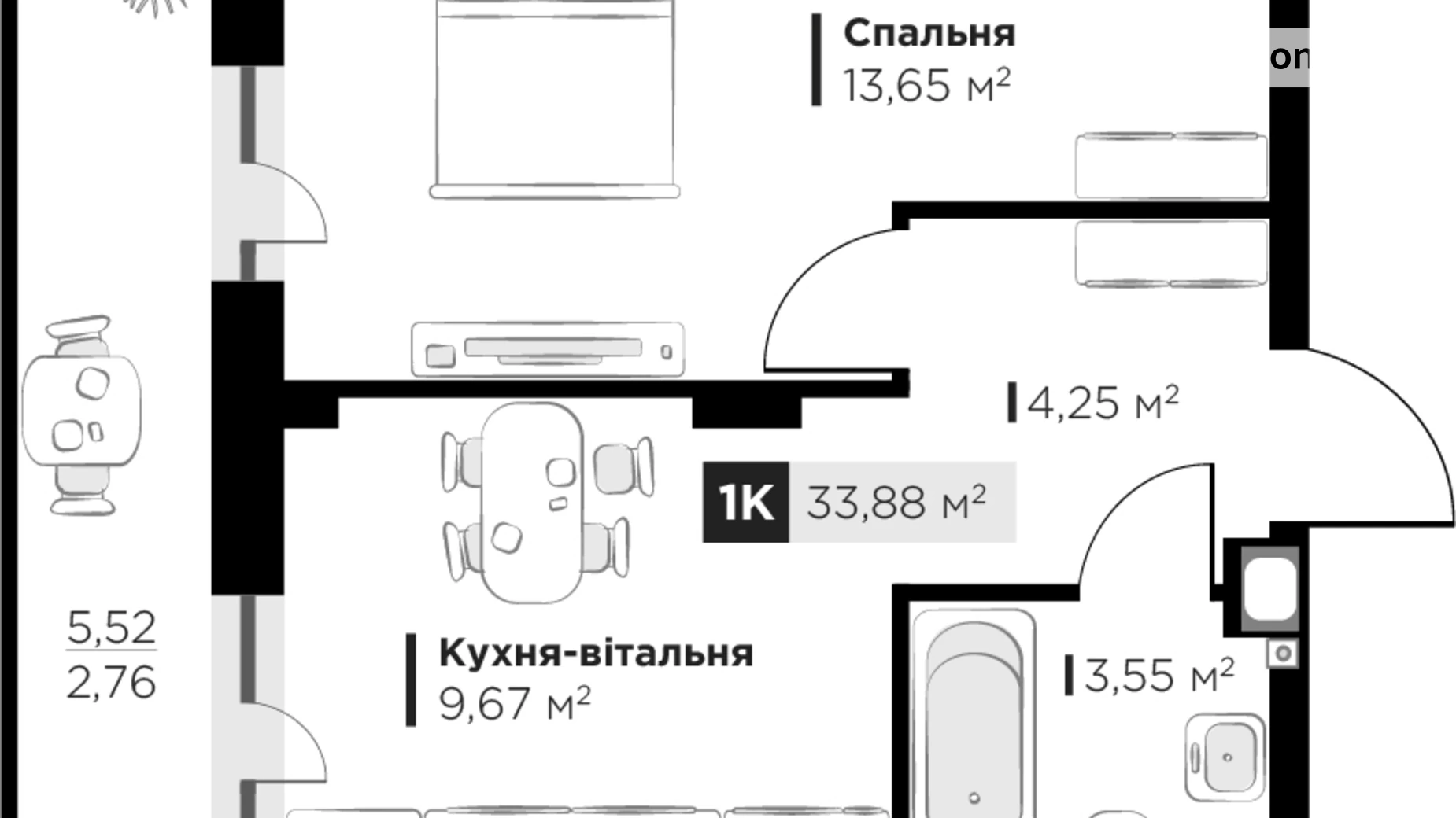 Продается 1-комнатная квартира 33.88 кв. м в Львове - фото 3