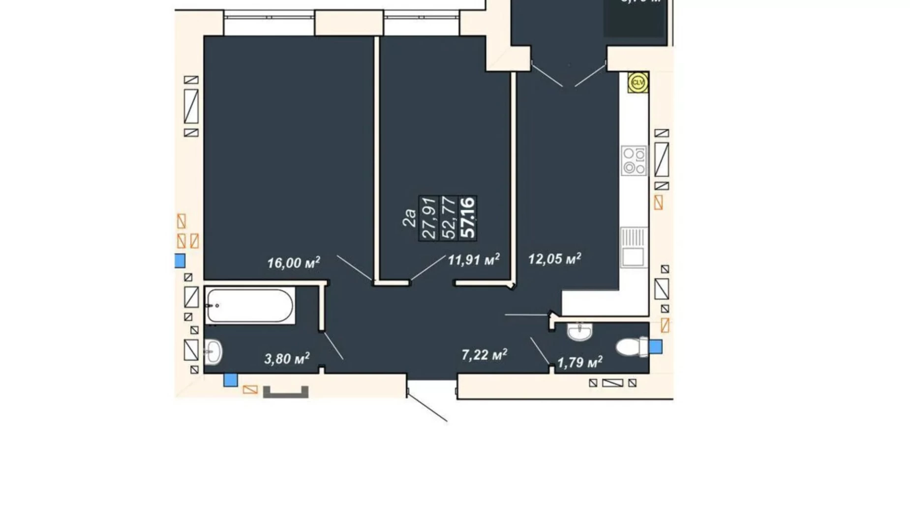 Продается 2-комнатная квартира 57.1 кв. м в Ивано-Франковске, ул. Ленкавского - фото 3