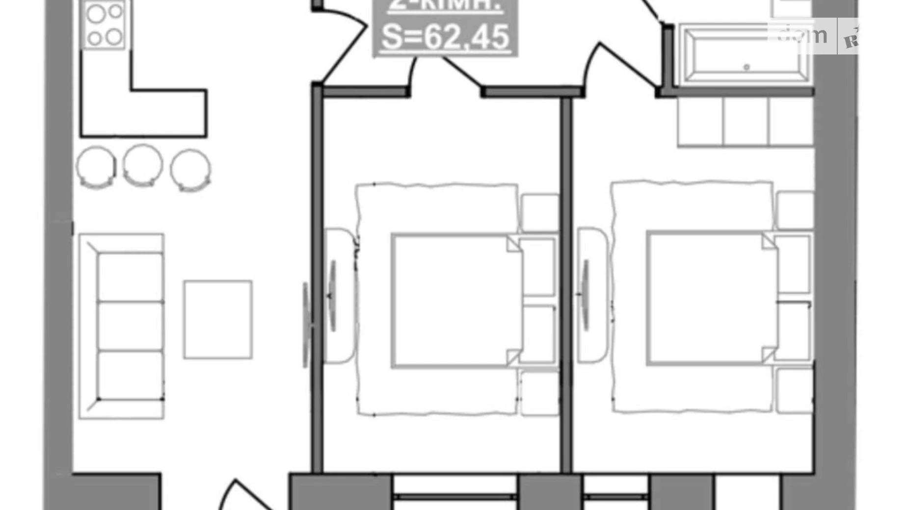 Продается 2-комнатная квартира 62.45 кв. м в Ивано-Франковске, ул. Национальной Гвардии(Советской Армии) - фото 2
