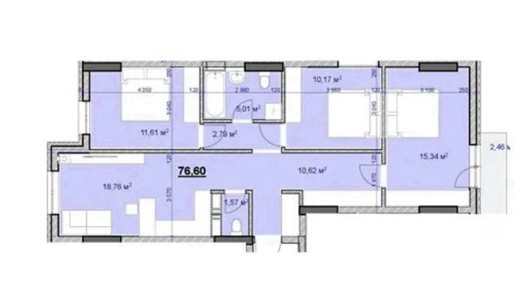 Продается 3-комнатная квартира 76 кв. м в Ивано-Франковске, ул. Целевича Юлиана, 36А - фото 5