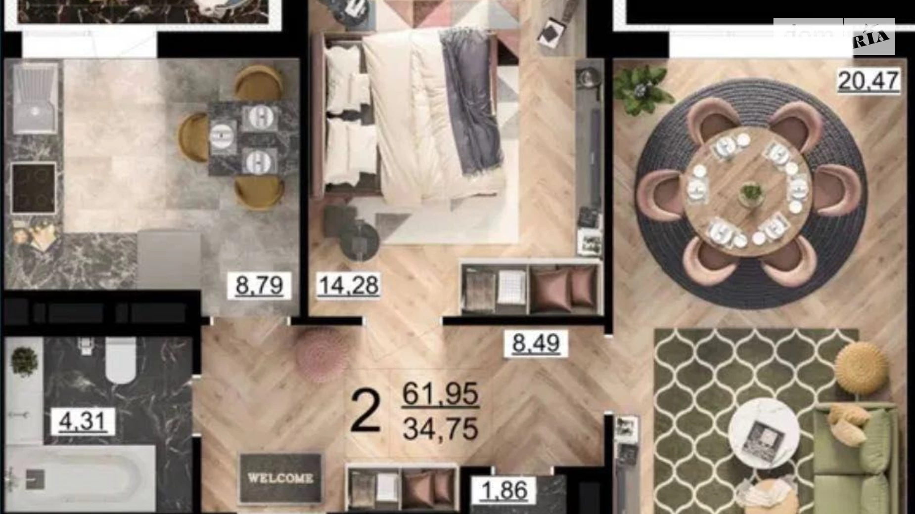 Продається 2-кімнатна квартира 62 кв. м у, цена: 85000 $ - фото 2