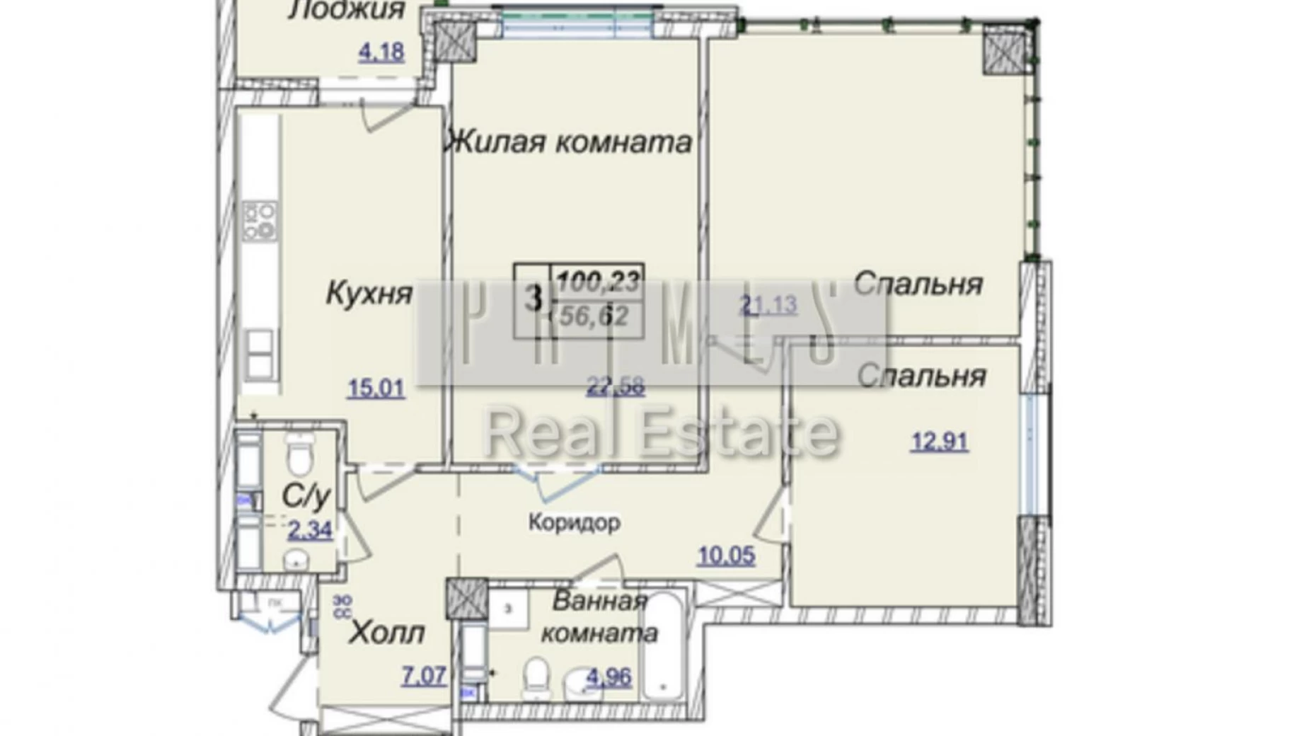 Продается 3-комнатная квартира 100.4 кв. м в Киеве, ул. Андрея Верхогляда(Драгомирова), 19Б - фото 2
