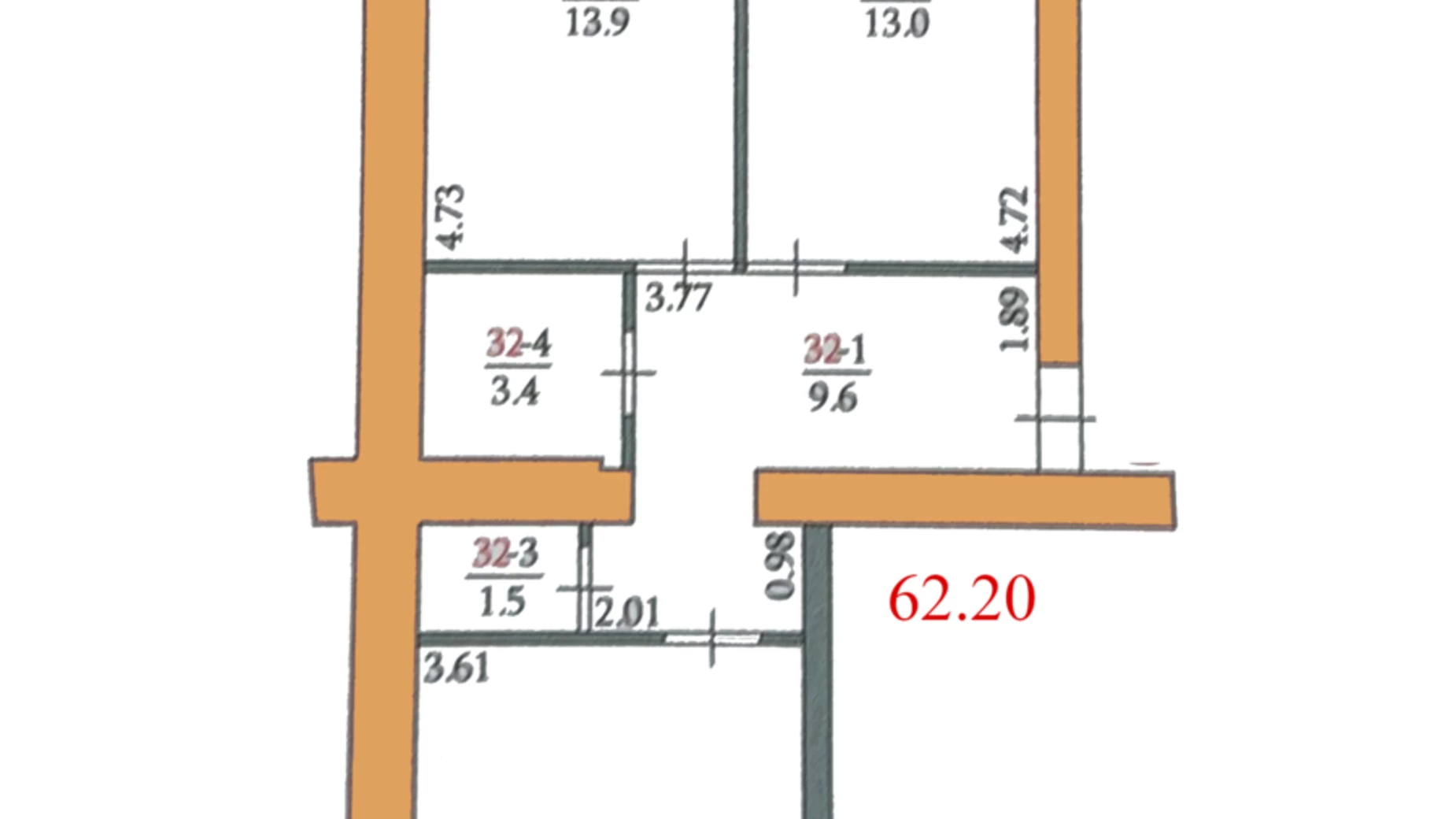 2-комнатная квартира 62.2 кв. м в Тернополе, ул. Глубокая Долина - фото 2