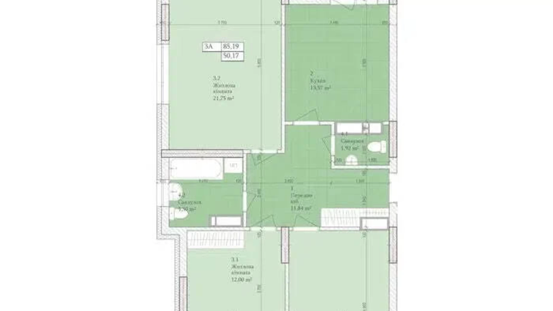 Продается 3-комнатная квартира 86.7 кв. м в Киеве, ул. Владимира Сосюры, 6Б - фото 2