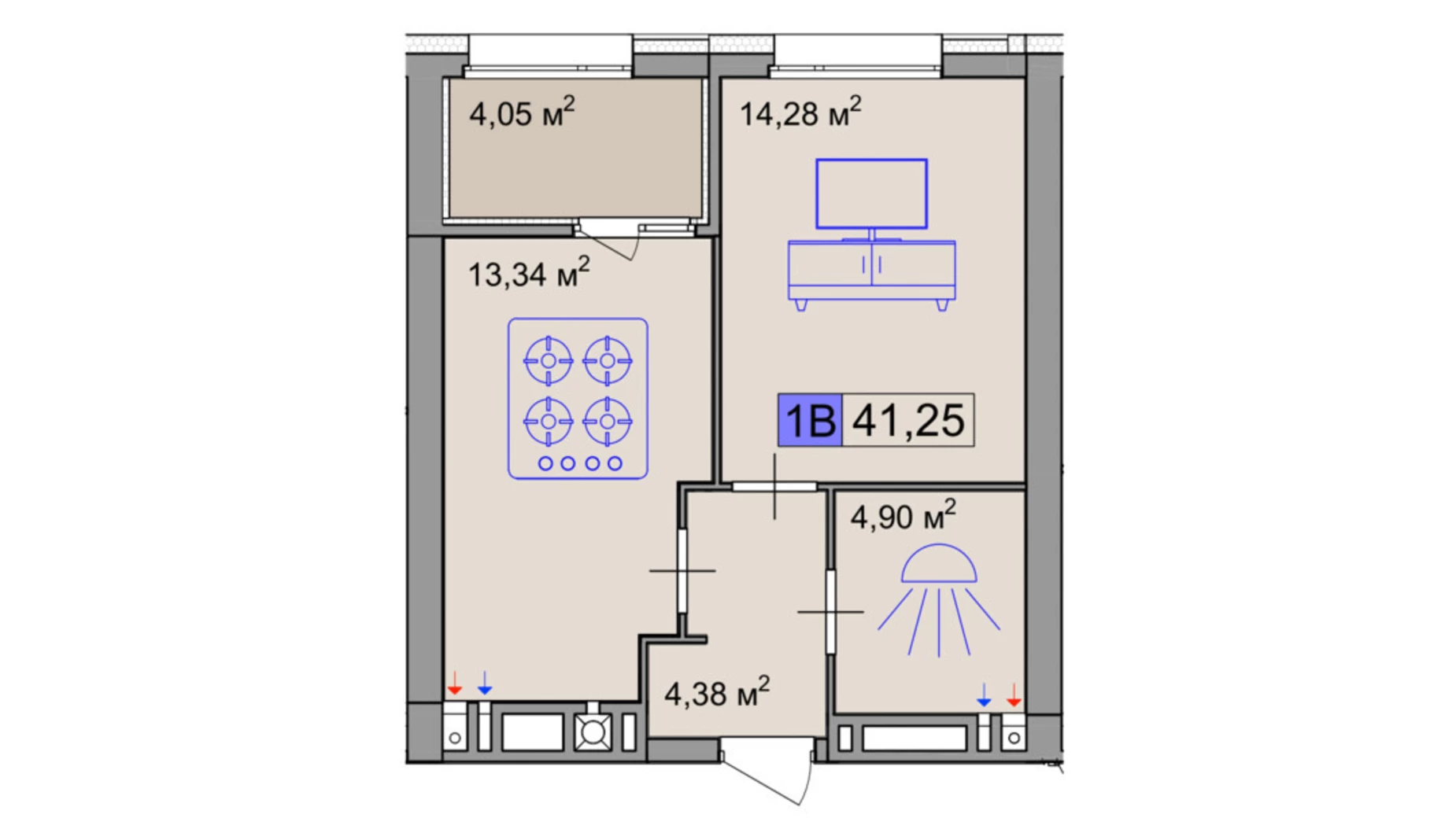 Продается 1-комнатная квартира 41.25 кв. м в Черкассах, цена: 33000 $ - фото 2