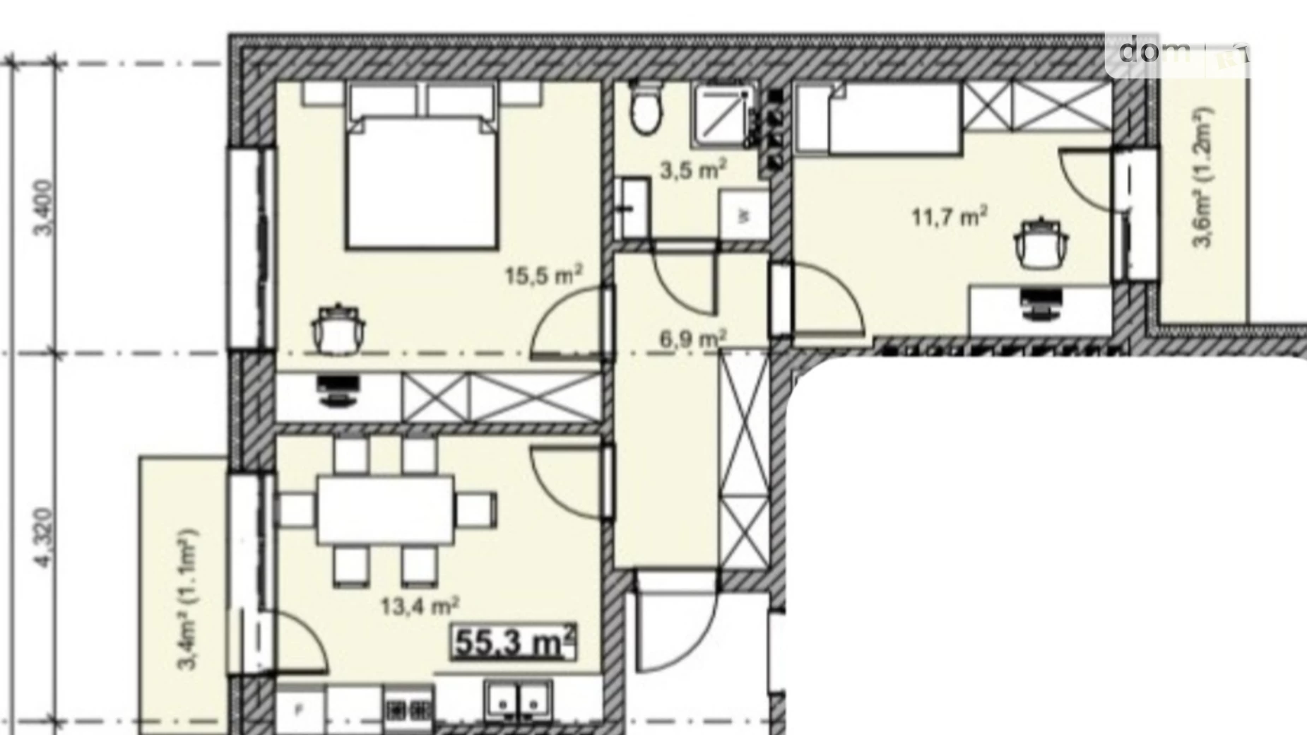 Продается 2-комнатная квартира 55 кв. м в Зымна Вода, Богуна, 2 - фото 4
