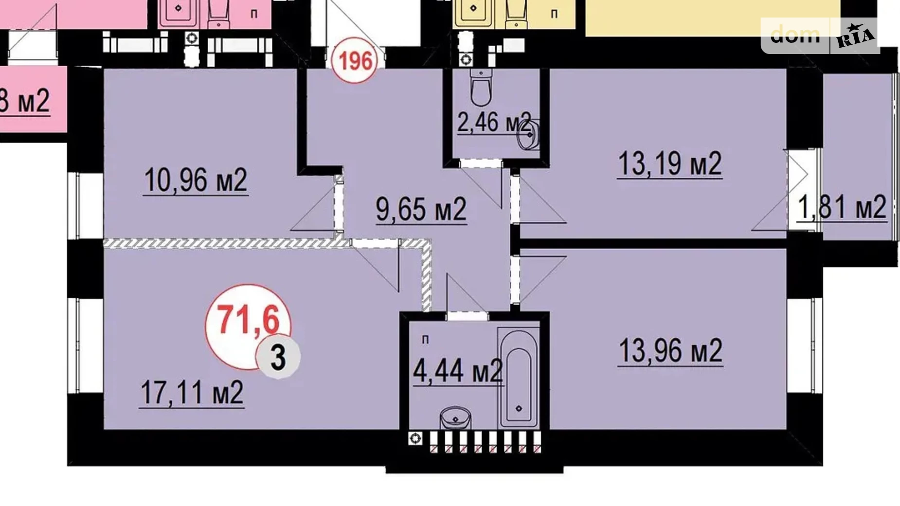 Продается 3-комнатная квартира 71.6 кв. м в Ивано-Франковске, ул. Гетьмана Ивана Мазепы, 168 корпус 2 - фото 3