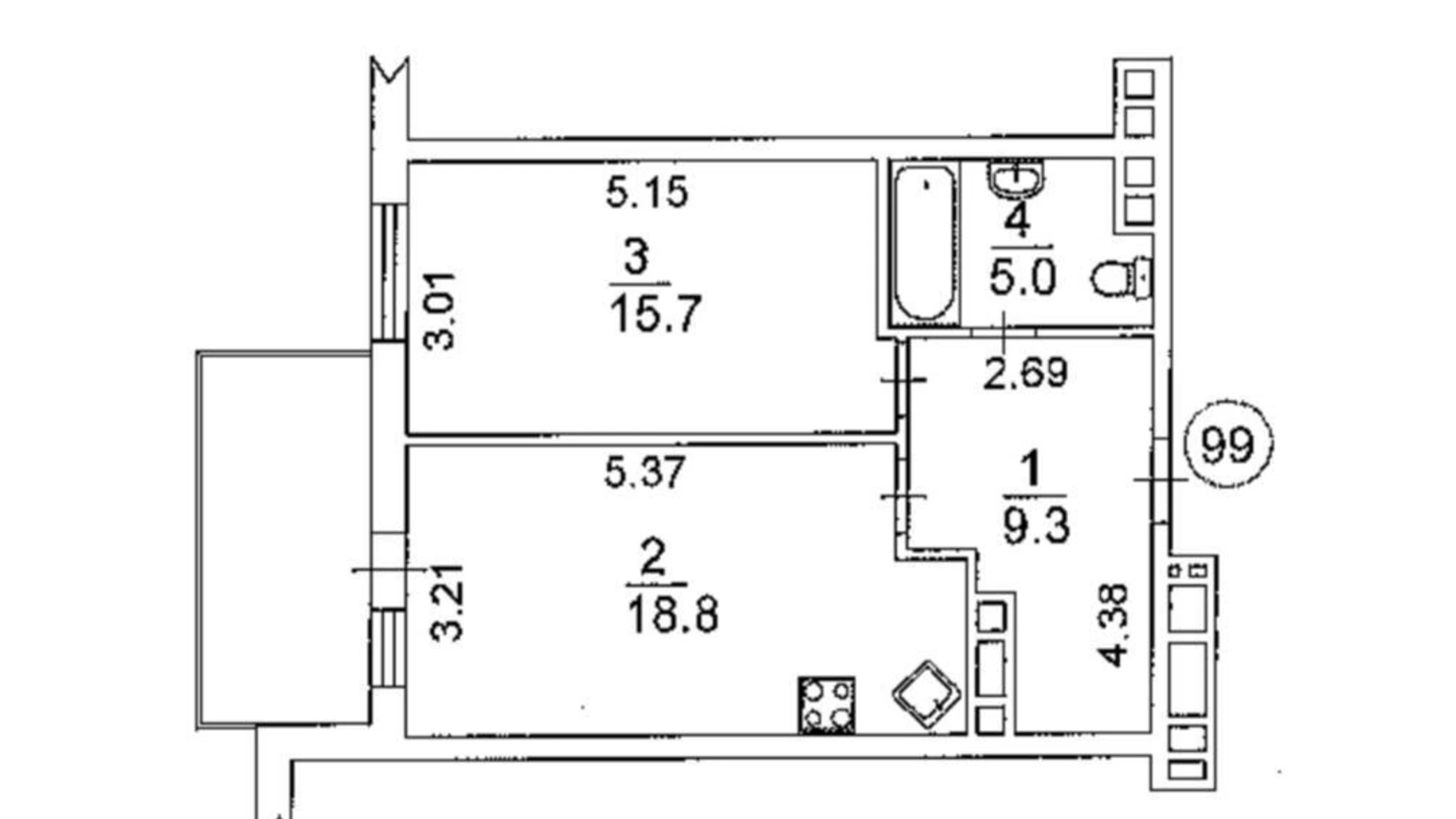 Продается 1-комнатная квартира 51 кв. м в Киеве, ул. Анатолия Петрицкого, 21 - фото 3