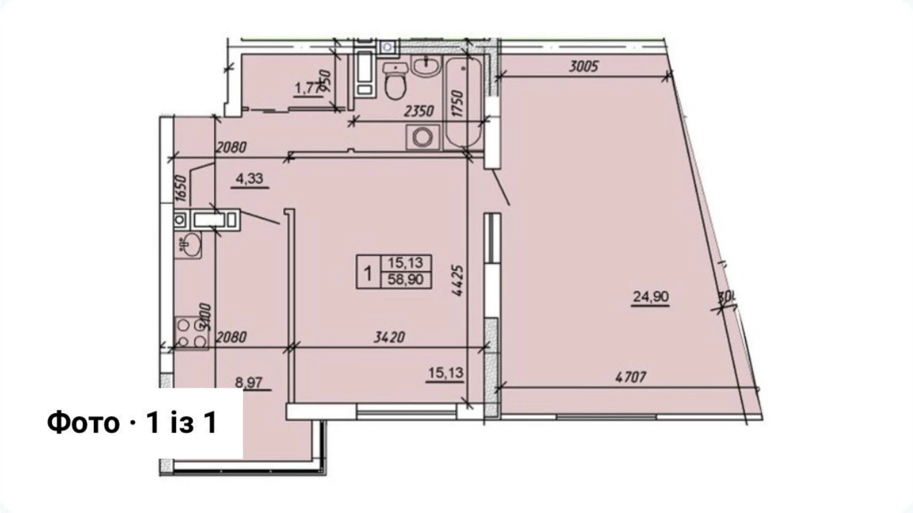 Продается 2-комнатная квартира 58.8 кв. м в Хмельницком, ул. Озерная, 4А - фото 2