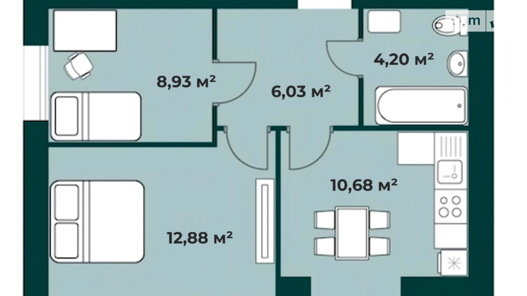 Продается 2-комнатная квартира 47.5 кв. м в Буче, ул. Степана Рудницкого, 3 - фото 2