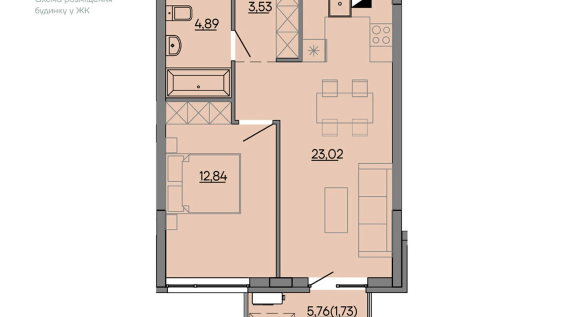 Продается 1-комнатная квартира 46.01 кв. м в Сокольниках, ул. Героев Крут, 6В - фото 2