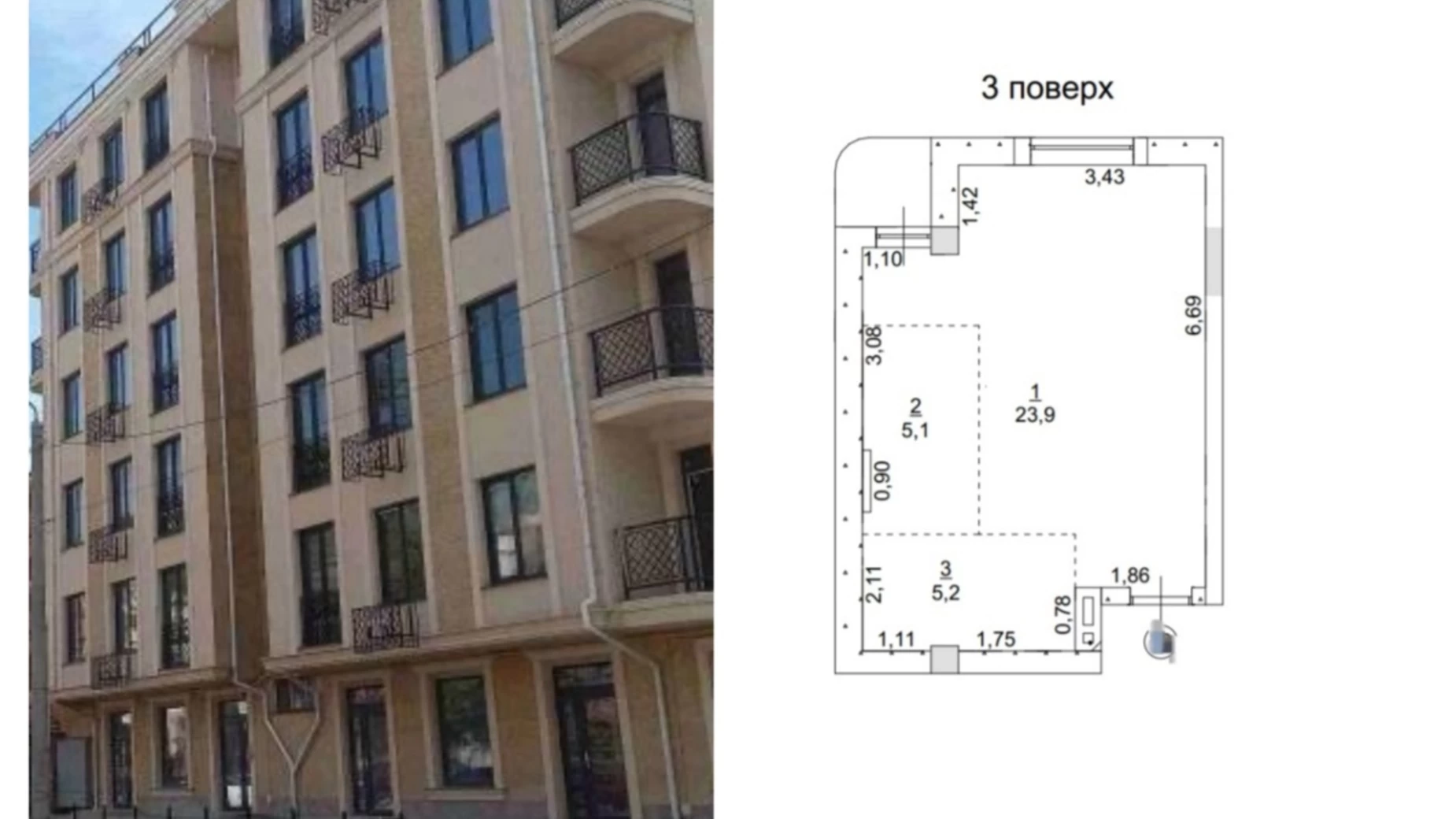 Продається 1-кімнатна квартира 34.7 кв. м у Одесі, пров. Маланова - фото 2