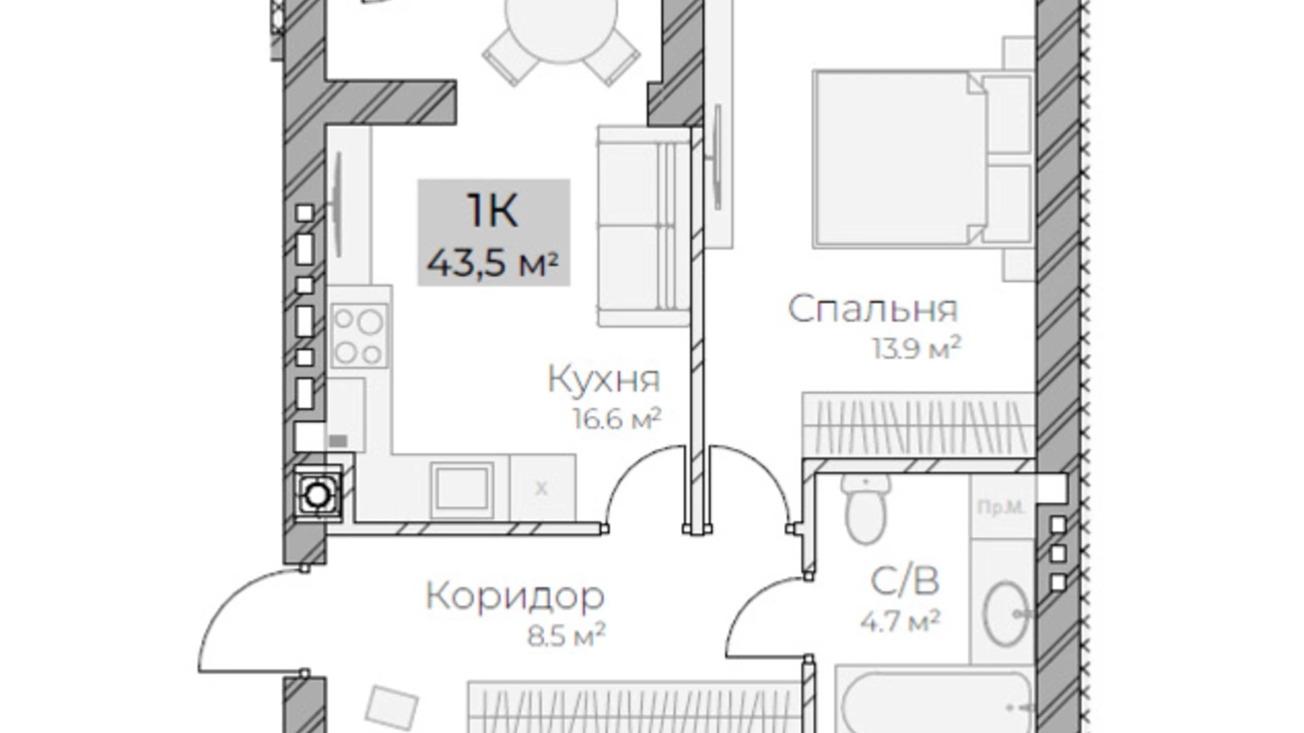 Продается 1-комнатная квартира 43.5 кв. м в Ровно, ул. Поповича, 37 - фото 5