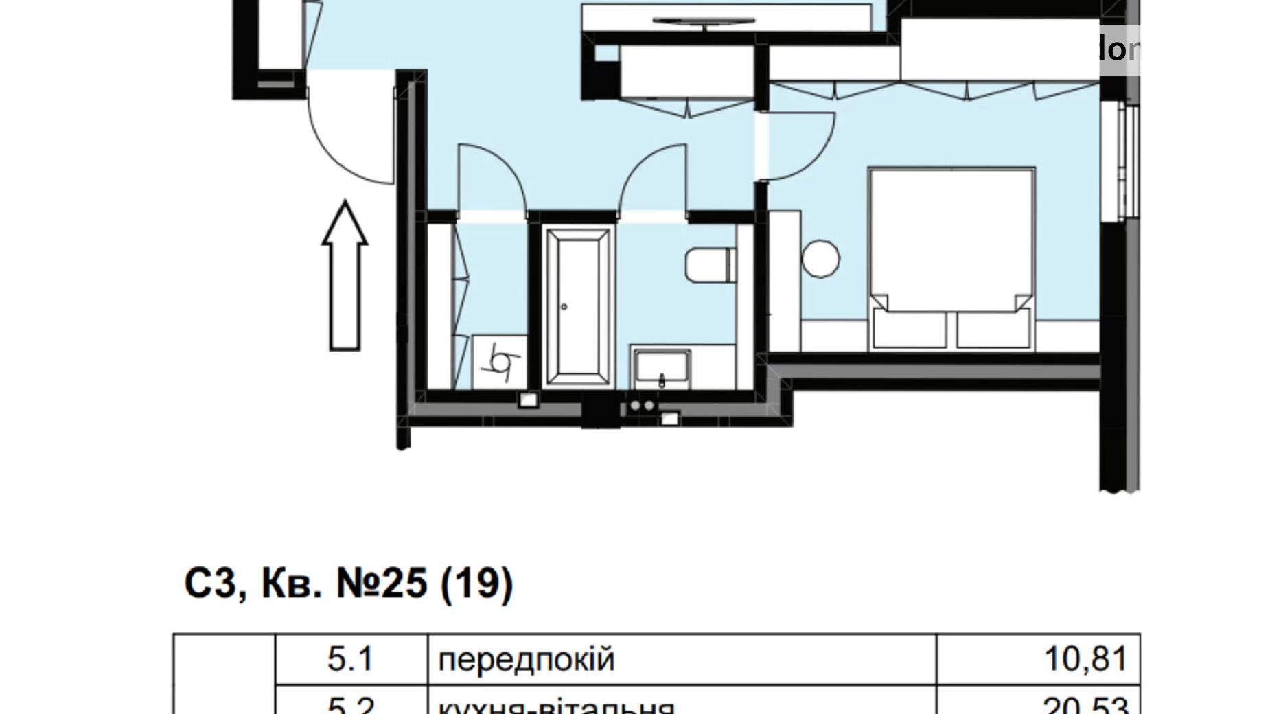 Продається 1-кімнатна квартира 51.55 кв. м у Мукачеві, вул. Олександра Духновича, 14/1 - фото 3