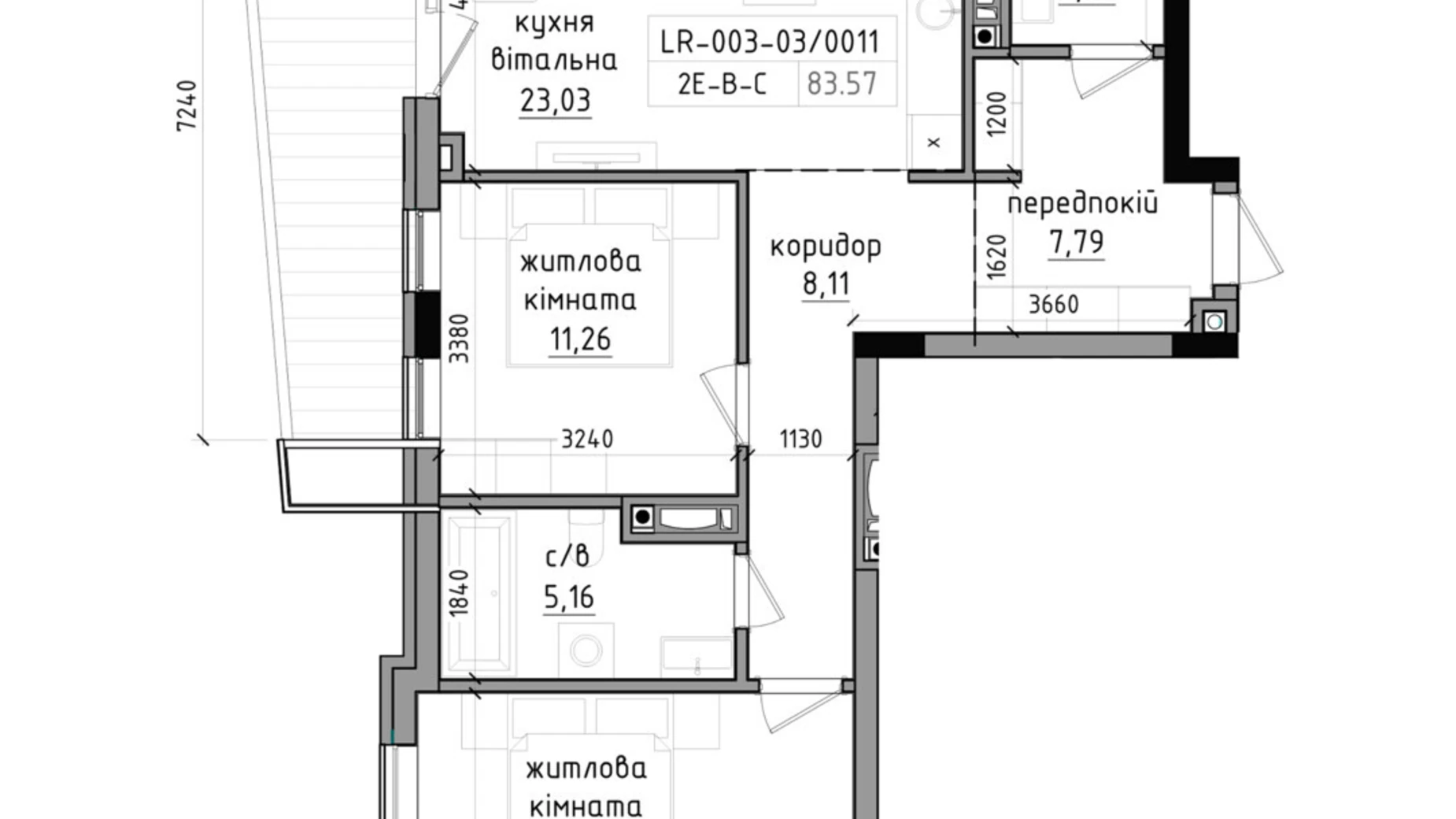 Продается 2-комнатная квартира 83.57 кв. м в Ужгороде, ул. Василия Гаджеги(Радищева), 1 - фото 2