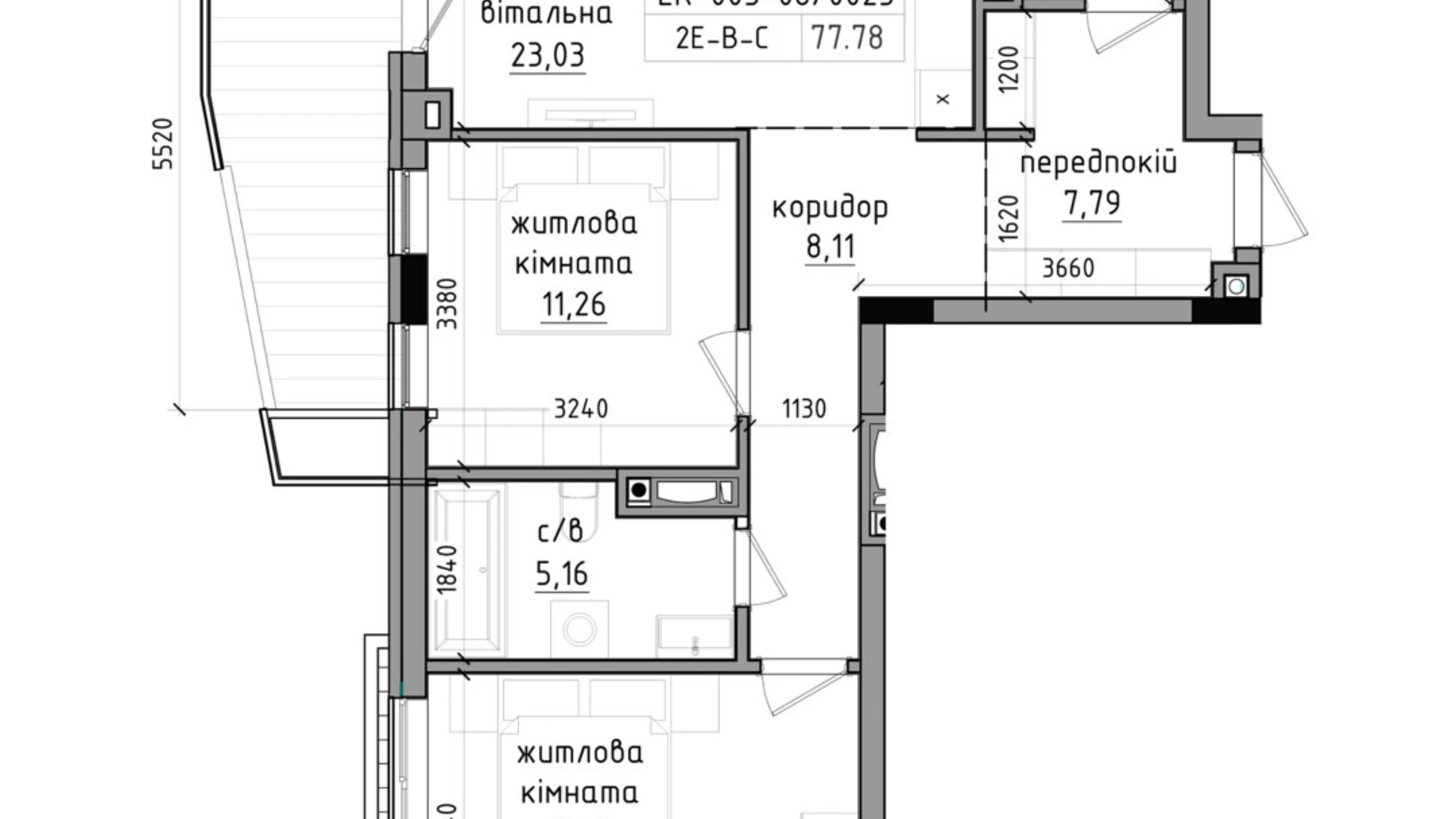 Продается 2-комнатная квартира 77.78 кв. м в Ужгороде, ул. Василия Гаджеги(Радищева), 1 - фото 2