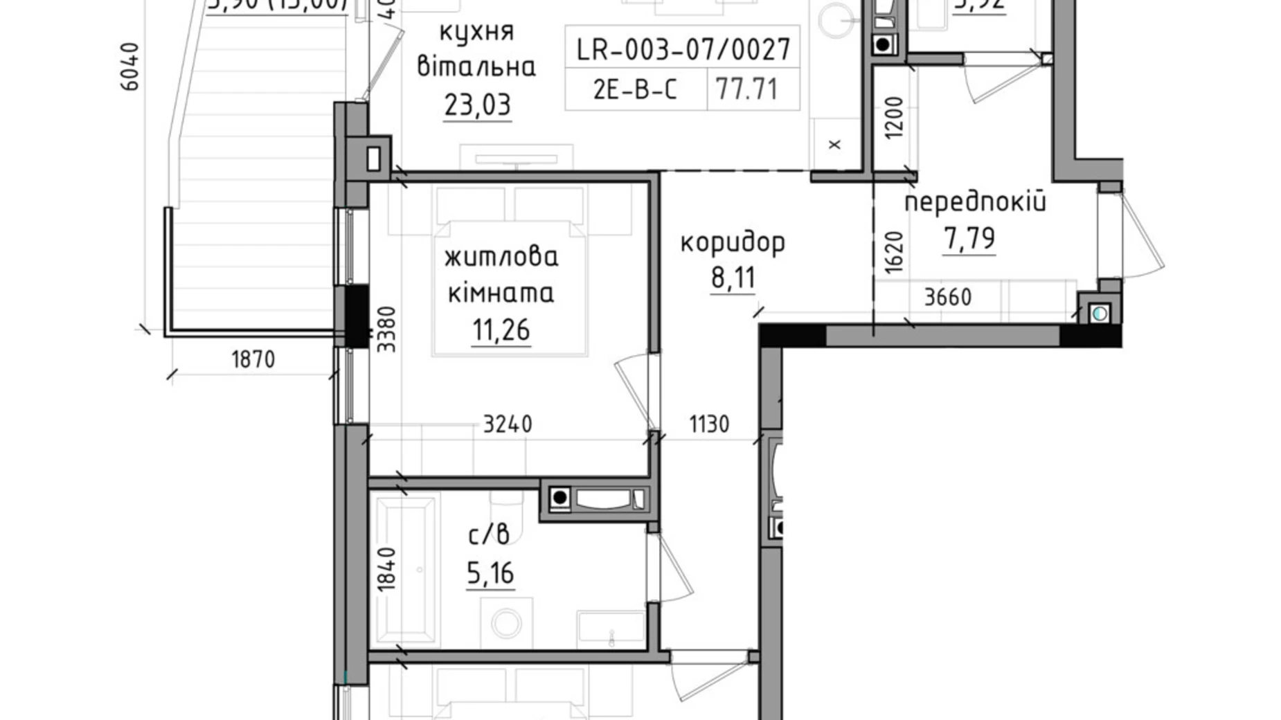 Продается 2-комнатная квартира 77.71 кв. м в Ужгороде, ул. Василия Гаджеги(Радищева), 1 - фото 2