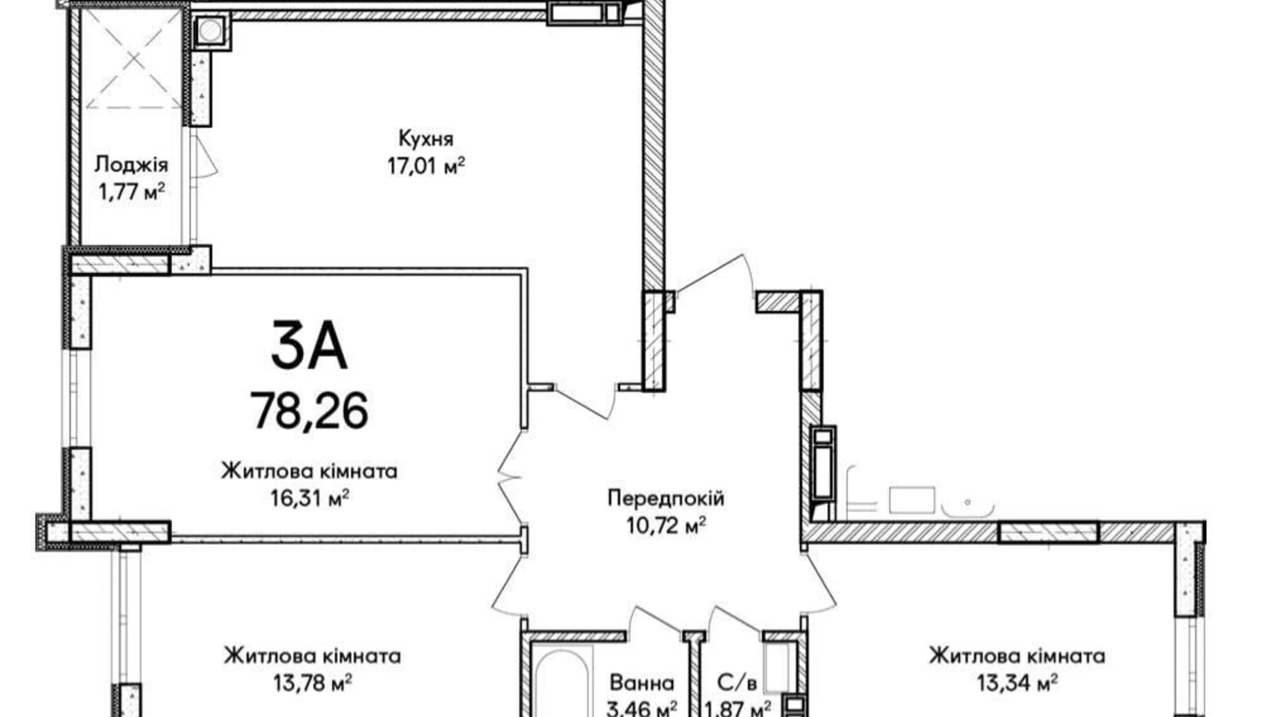 Продається 3-кімнатна квартира 79 кв. м у Ірпені, вул. Ольги Кобилянської(Достоєвського), 1В/18 - фото 2